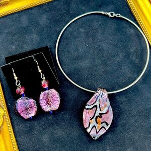 Murano Glass Necklace and Earring Set